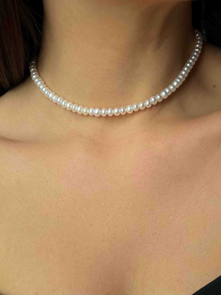 Weißer Perlen-Choker D5026