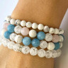 Set aus Quarz, Aquamarin, Kristall und Kaholong-Armbändern D4621