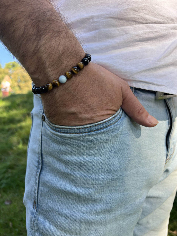 Herrenarmband mit Aquamarin D4505