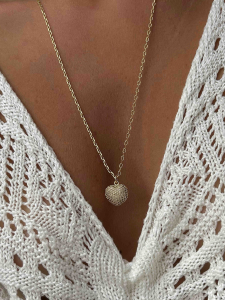 Golden chain with a heart and cubic zirconia 5606