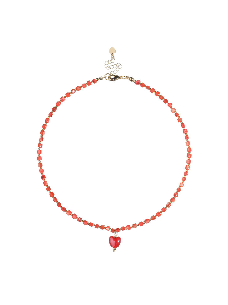 Perlmutt-Halsband mit Herzanhänger D5024