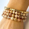 Set aus Sonnenstein, Hämatit und Zirkonia-Armbändern D4634