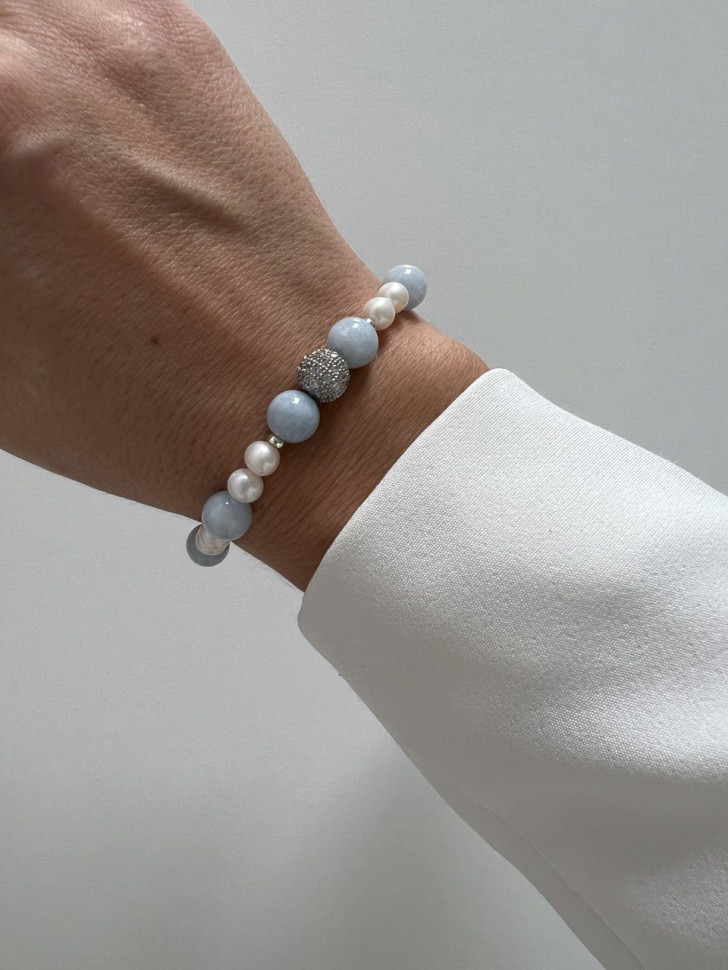 Perlen- und Aquamarin-Armband D5035