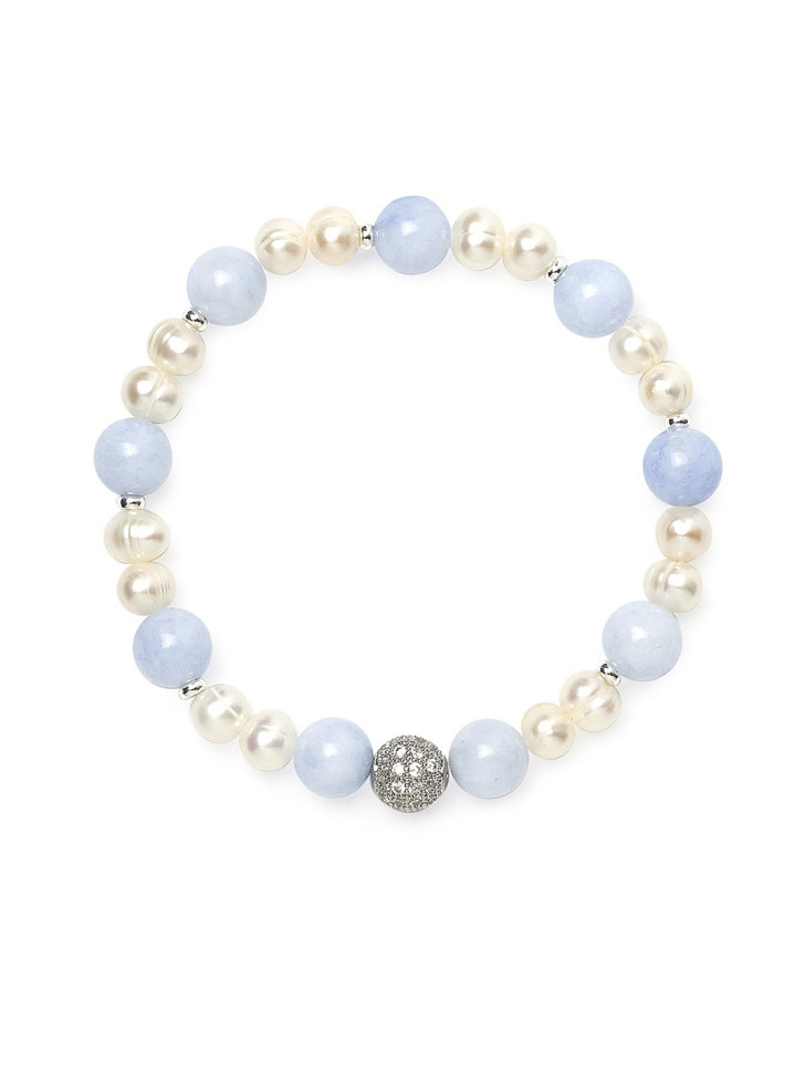 Perlen- und Aquamarin-Armband D5035