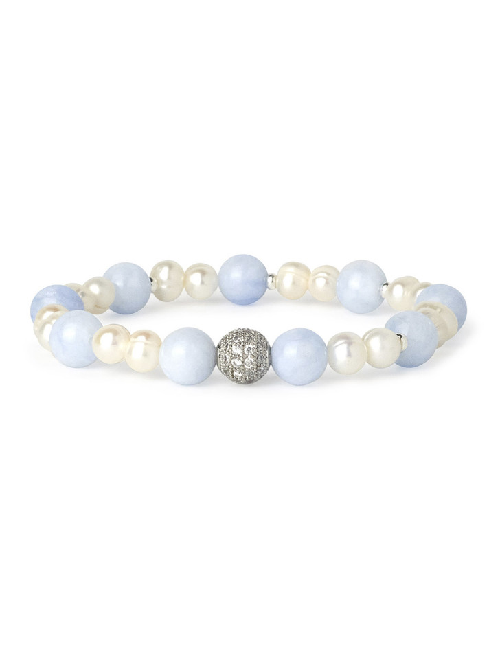 Perlen- und Aquamarin-Armband D5035