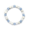 Armband aus natürlichen Steinen von Aquamarin, Bergkristall und Kacholong D4520