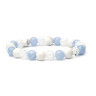 Armband aus natürlichen Steinen von Aquamarin, Bergkristall und Kacholong D4520