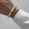 Armband aus natürlichen Steinen von Aquamarin, Bergkristall und Kacholong D4520