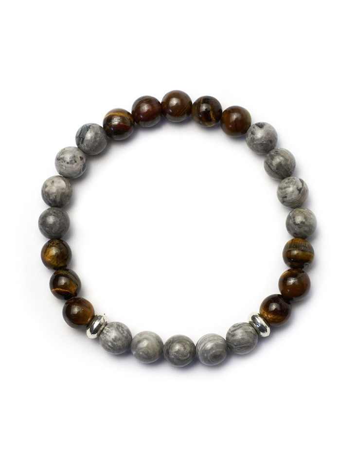 Herrenarmband mit Jade und Tigerauge D4504