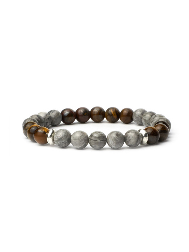 Herrenarmband mit Jade und Tigerauge D4504