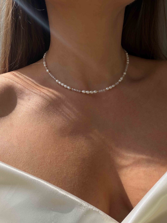 Choker mit Zirkonia und Perlen 5281