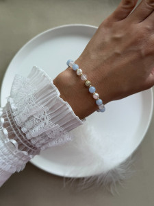Cancer Zodiac Gemstone & Pearl Bracelet