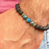 Herrenarmband aus natürlichen Lavasteinen und Apatit D4685
