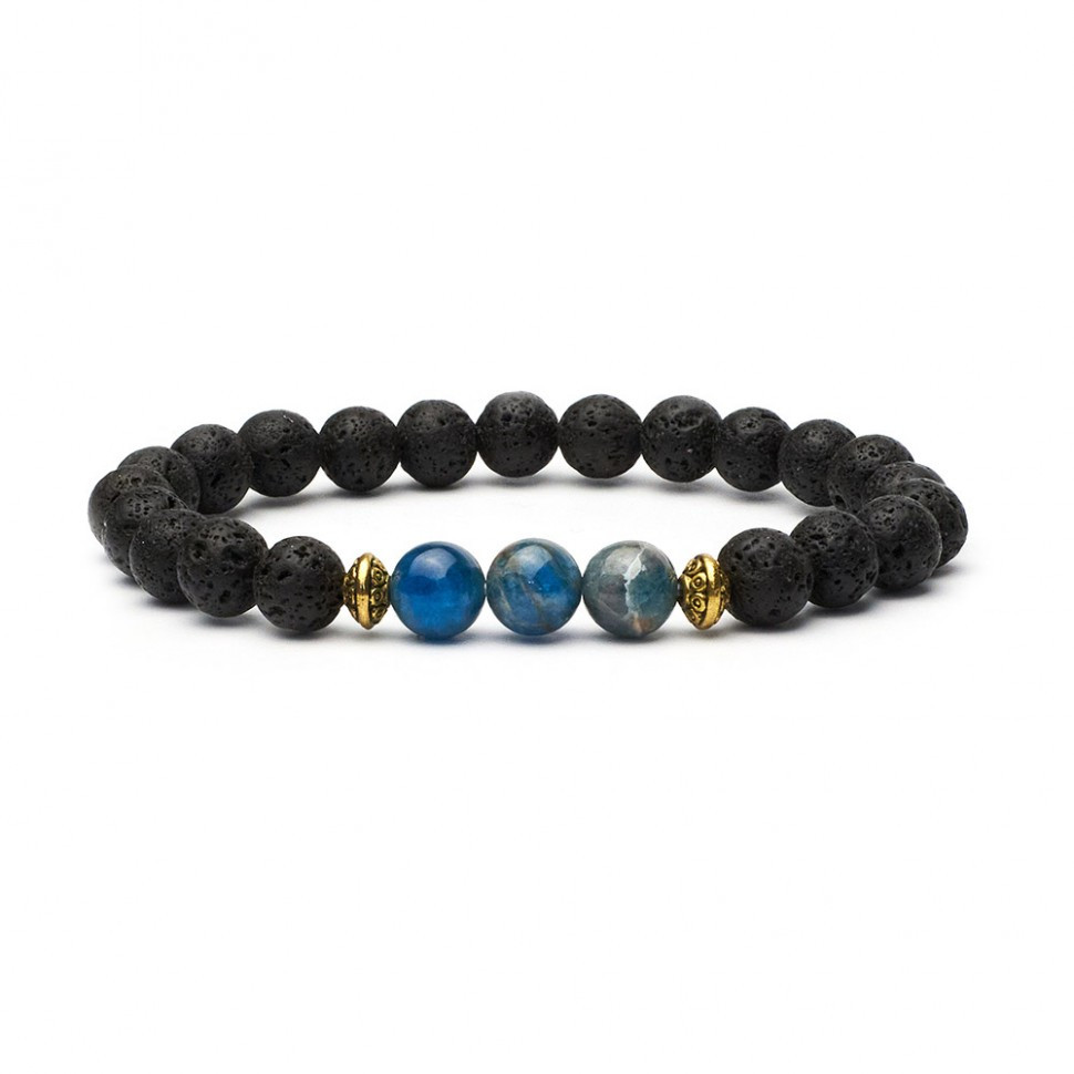 Herrenarmband aus natürlichen Lavasteinen und Apatit D4685
