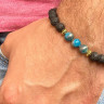 Herrenarmband aus natürlichen Lavasteinen und Apatit D4685