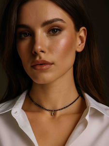 Чокер из шпинели и бисера с подвеской месяц 5104