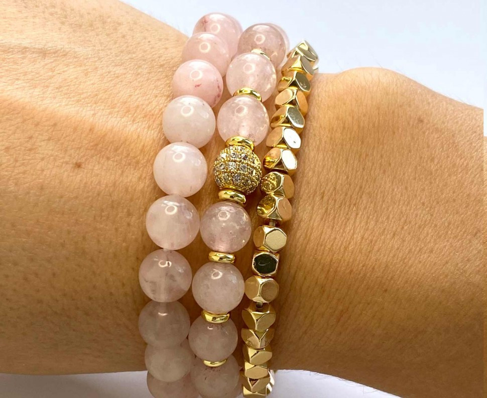 Set aus 3 rosa-goldenen Armbändern D4639