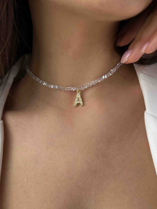 Shiny crystal choker with your initial 4778