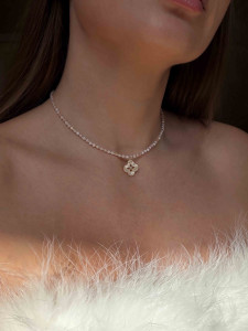 Choker aus rosa Opal mit Anhänger 5214