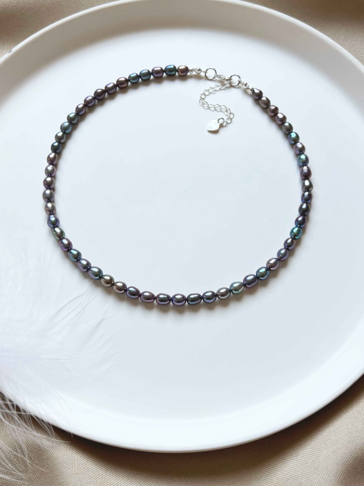 Schwarzer Perlen-Choker D5023