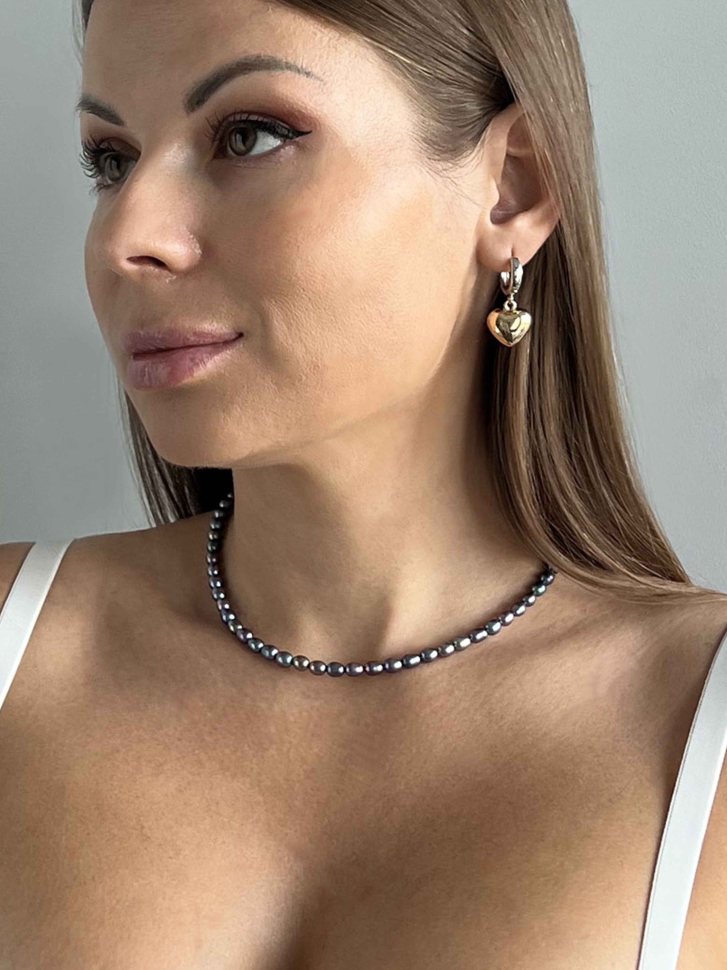 Schwarzer Perlen-Choker D5023