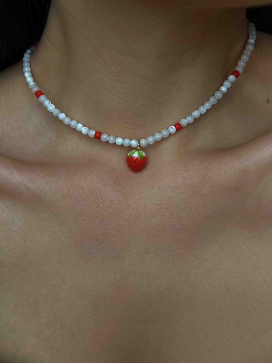 Choker mit Perlmutt und Granatapfel 5282.
