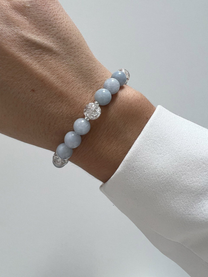 Armband mit Aquamarin und Bergkristall-Anhänger D4492