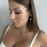 Silberner Zirkonia-Choker mit Perlen D5077