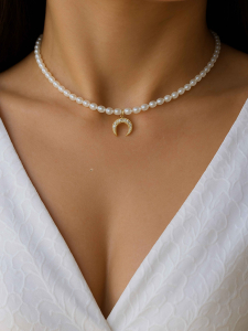 Pearl necklace with moonstone 5527