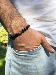 Men's stone bracelet on an elastic band 4674