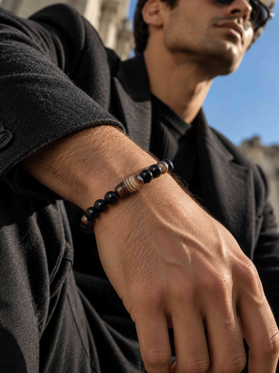 Herrenarmband mit Gummiband aus Steinen 4674