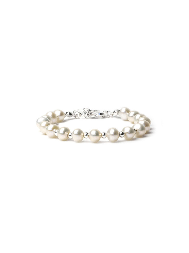 Armband aus natürlichen Perlen und Silber D4697