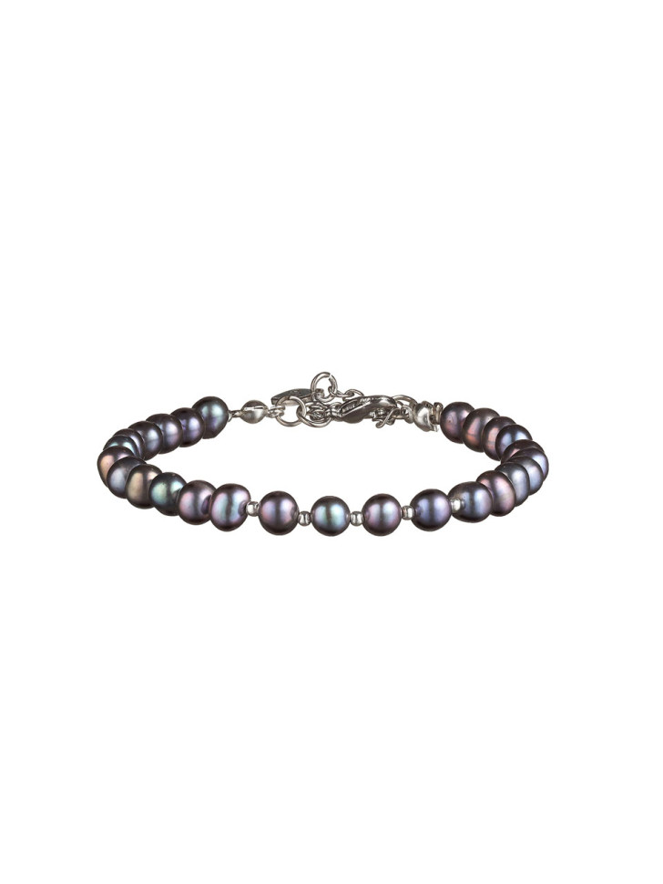 Schwarzes Perlenarmband D4696