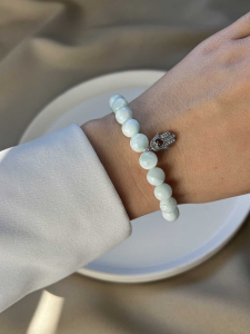 Lebijou Natural Angelite Talisman Bracelet with Hamsa Hand 4781