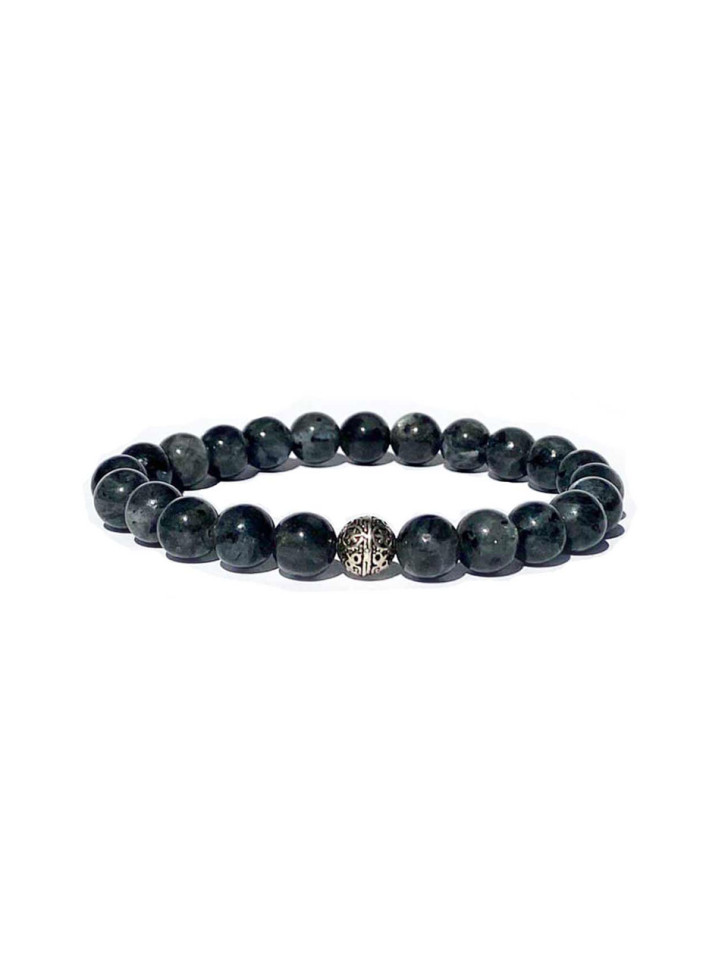 Herrenarmband aus natürlichem Mondstein mit 925er Silber (D4680)