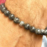 Herrenarmband aus natürlichem Mondstein mit 925er Silber (D4680)