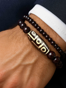 Men's matching bracelets with garnet stone 4687.