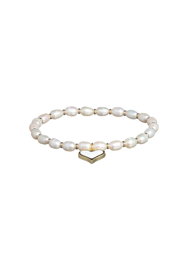 Perlenarmband mit Herz-Anhänger D4787