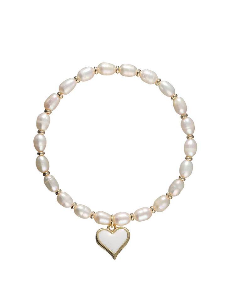 Perlenarmband mit Herz-Anhänger D4787