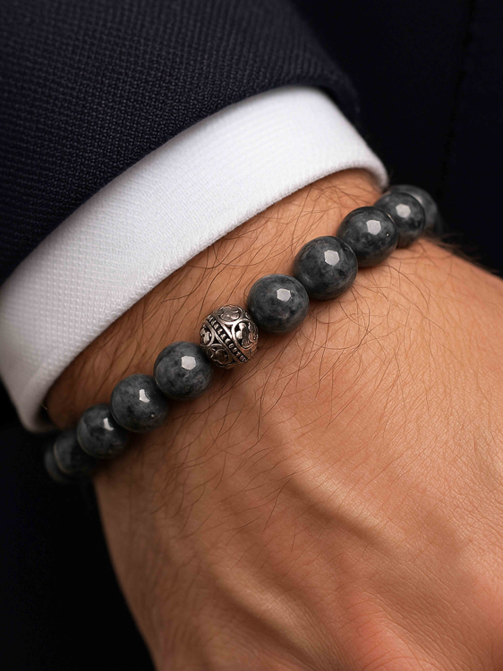 Men's bracelet made from genuine moonstone (4680)