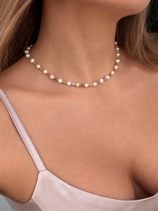 Choker mit Perlen und bunten Zirkonia 5171
