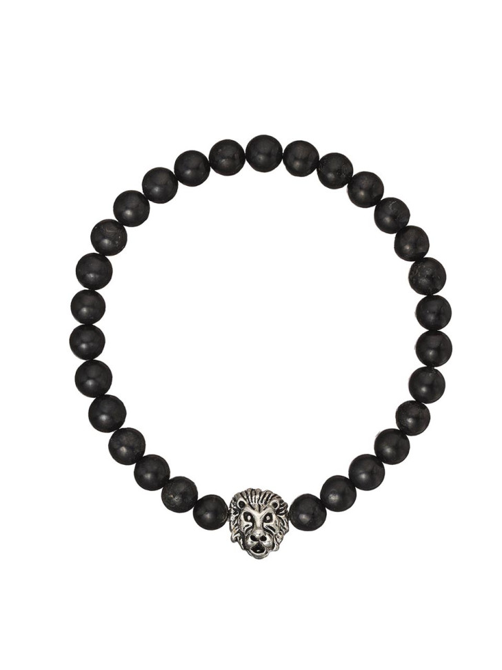 Shungit-Armband mit Löwenkopf D4560