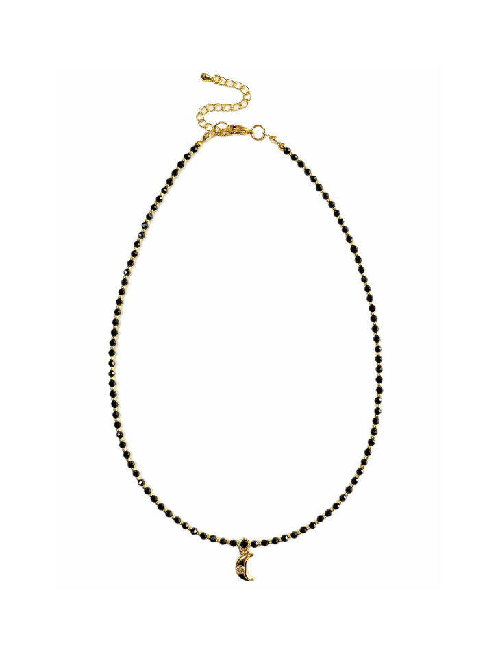 Spinell- und Perlenarmband-Choker mit Mondanhänger D5104