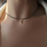 Spinell- und Perlenarmband-Choker mit Mondanhänger D5104