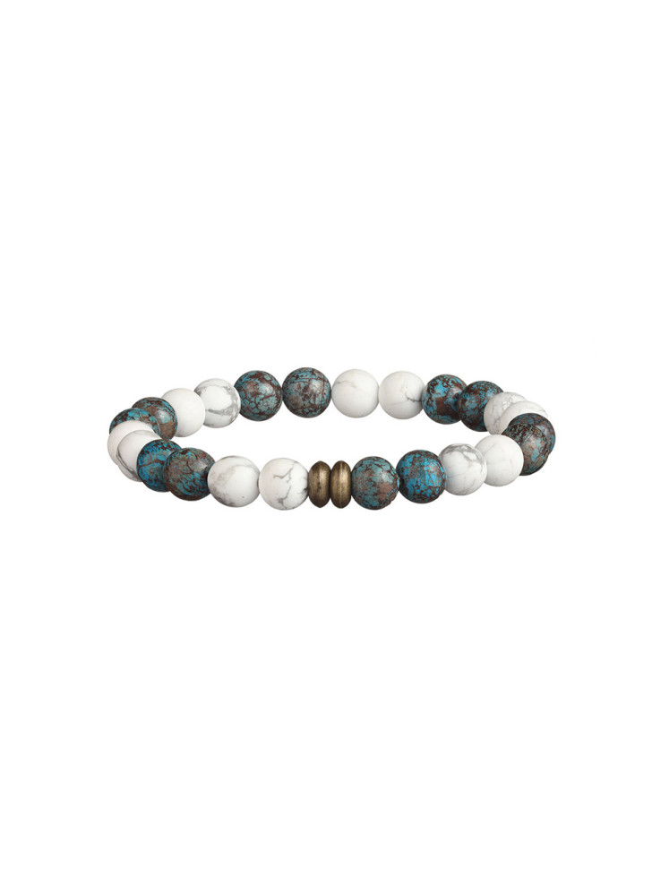 Herrenarmband aus Kacholong und Jade D4982