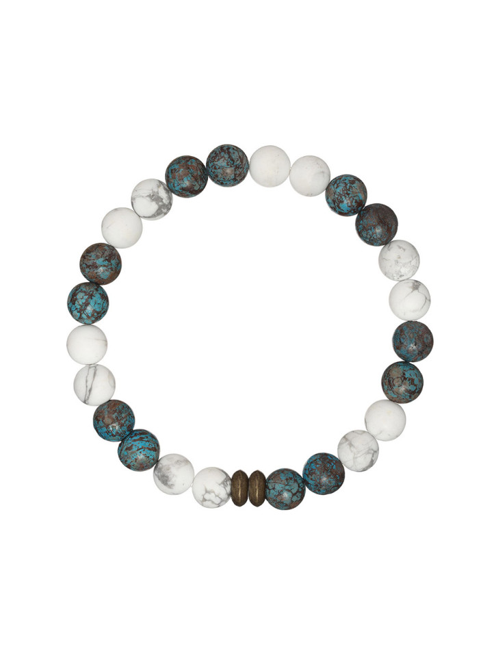Herrenarmband aus Kacholong und Jade D4982