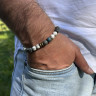 Herrenarmband aus Kacholong und Jade D4982