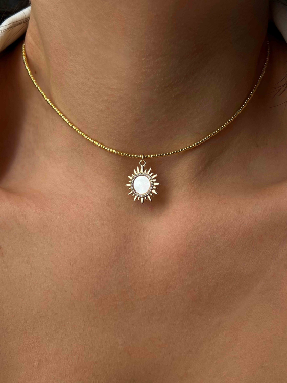 Golden choker with a sun pendant 5292