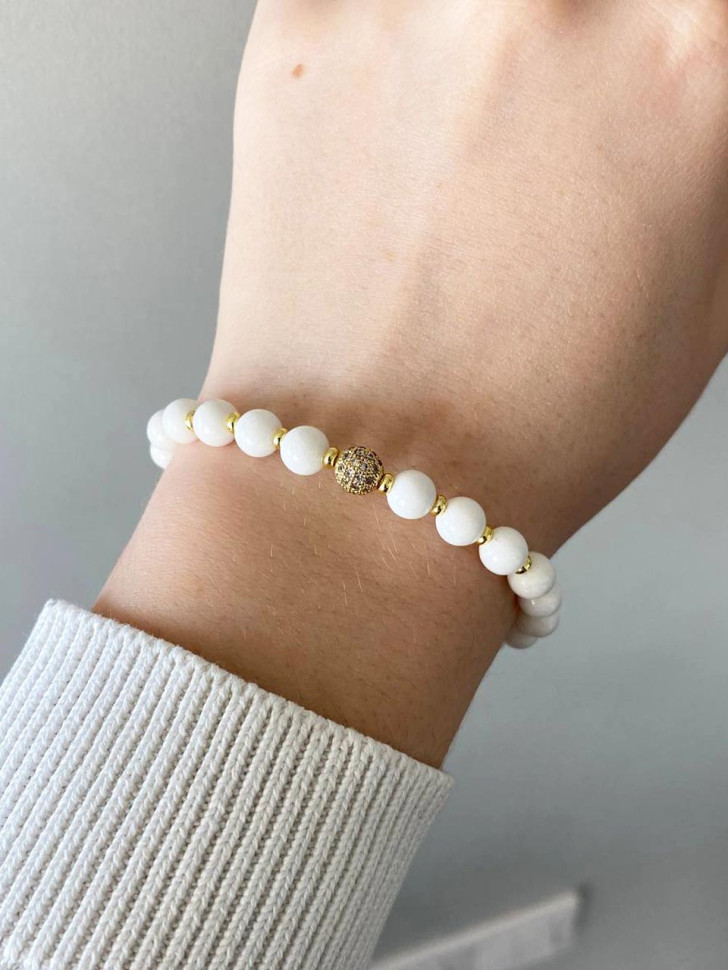 Weißes Jade-Armband D4997