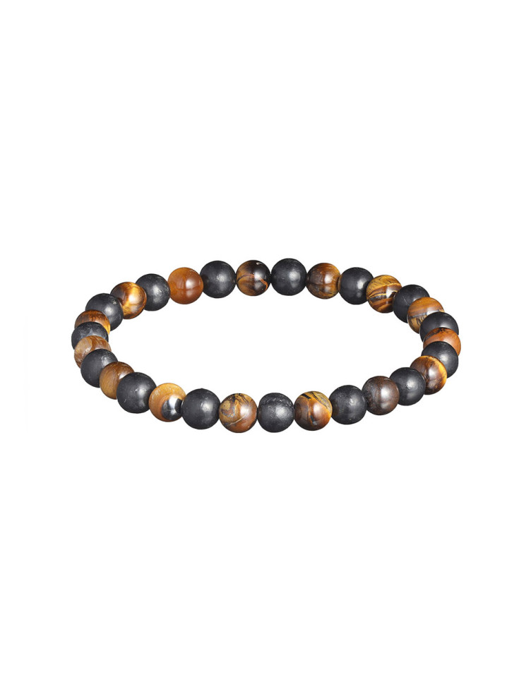Herrenarmband aus natürlichen Steinen (Shungit und Tigerauge) D4940